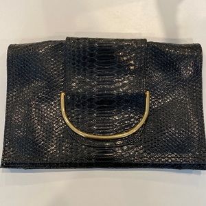 Zambos & Siega black faux python Peggy clutch 11x7.5